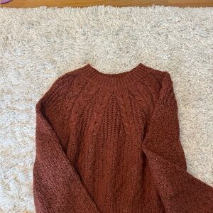 American Eagle Outfitters Rust Cable Knit Sweater